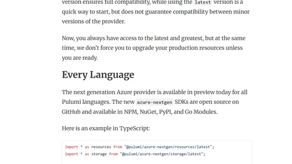 Announcing Next Generation Pulumi Azure Provider