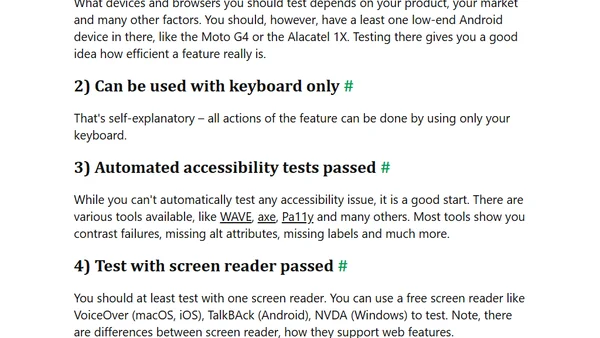 Basic tests for a frontend feature