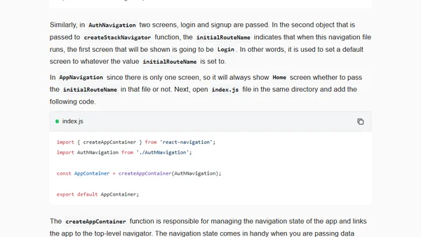 How Authentication Flow works in React Native apps using React Navigation 4.x
