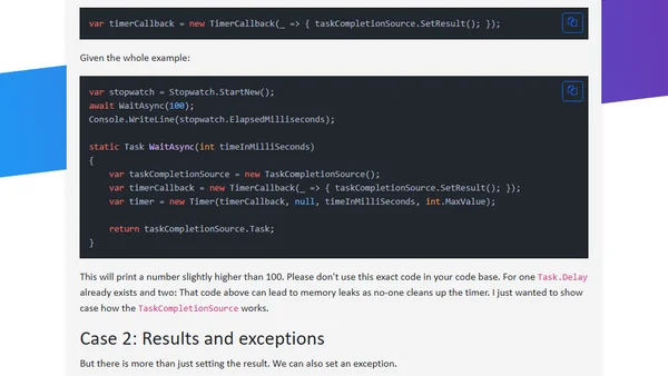 Wrap Event based functions into awaitable Tasks - Meet TaskCompletionSource
