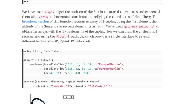 Drawing the analemma with Julia