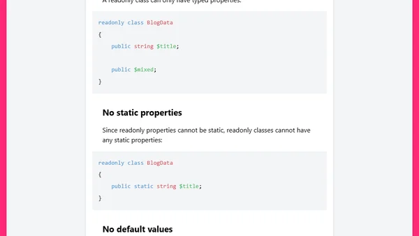 Readonly classes in PHP 8.2