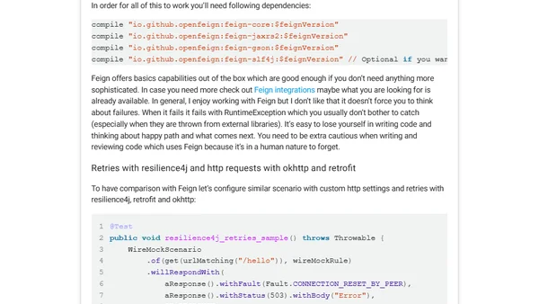 Synchronous communication - connection settings and retries
