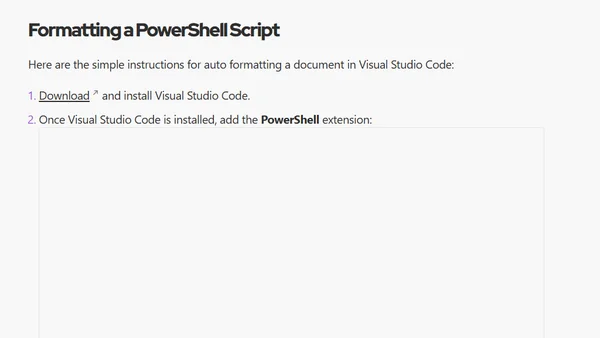 Auto Formatting PowerShell in Visual Studio Code