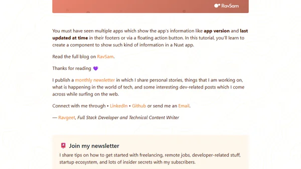 Creating an App Information Component in Nuxt