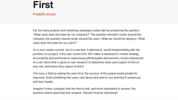 When The User Comes First