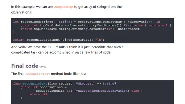 How to implement OCR in iOS without 3rd party frameworks