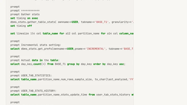 Data Warehousing and Statistics in Oracle 11g - incremental global statistics