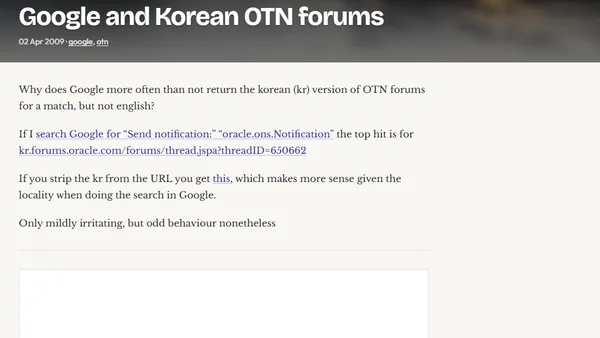 Google and Korean OTN forums