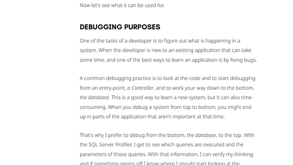 SQL Server Profiler, underused and undervalued