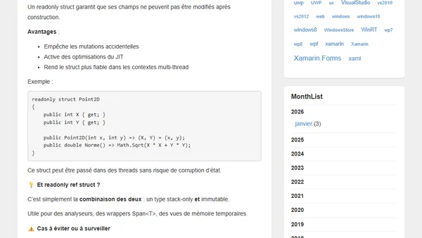 ref struct et readonly struct en C# : performances et pièges à connaître