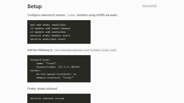 Resolve .local mDNS domains via avahi using unbound