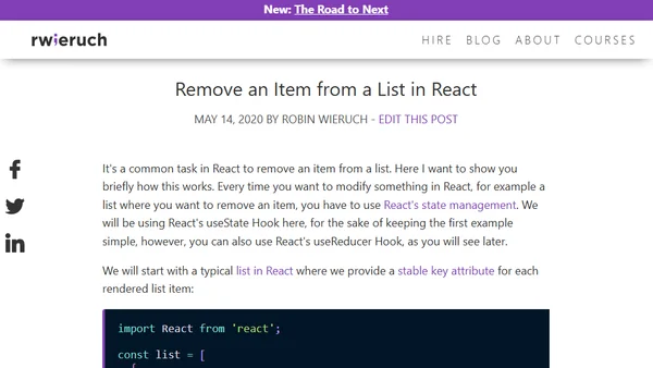 Remove an Item from a List in React