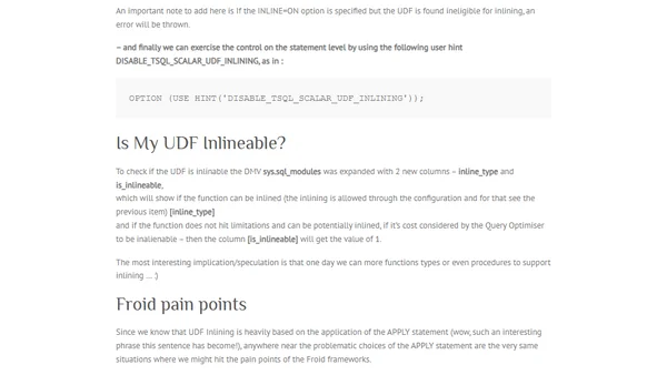 Froid vs Freud: Scalar T-SQL UDF Inlining