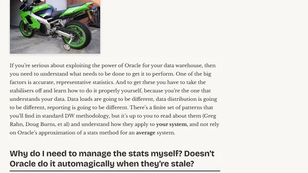 Data Warehousing and Statistics in Oracle 11g - Automatic Optimizer Statistics Collection