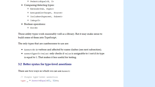 Ideas for making TypeScript better at testing types
