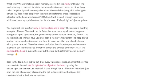 Memory layout in Swift