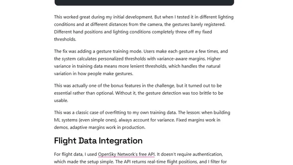 Advent of AI 2025 - Day 5: I Built a Touchless Flight Tracker You Control With Hand Gestures