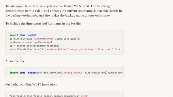 Dynamic Naming of OBIEE 12c Service Instance Exports