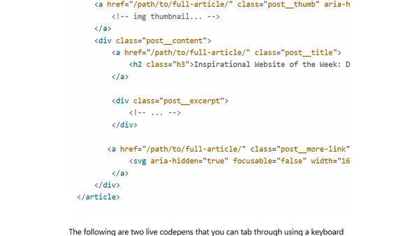 Optimizing keyboard navigation using tabindex and ARIA