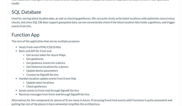 Building a vehicle location tracking app in Azure part 1: Architecture