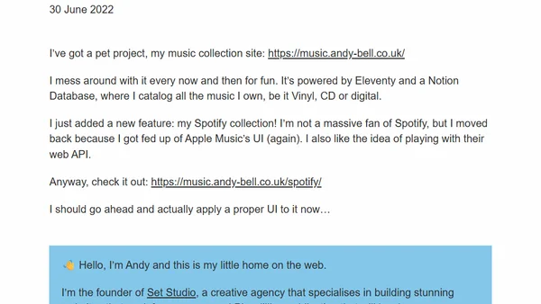 Added Spotify to my music collection site