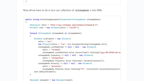 Dynamically Generating Sitemap.xml for ASP.NET MVC