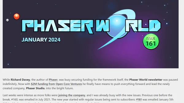 Helping revive Phaser World newsletter