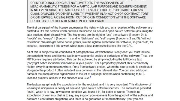 Free software licenses explained: MIT