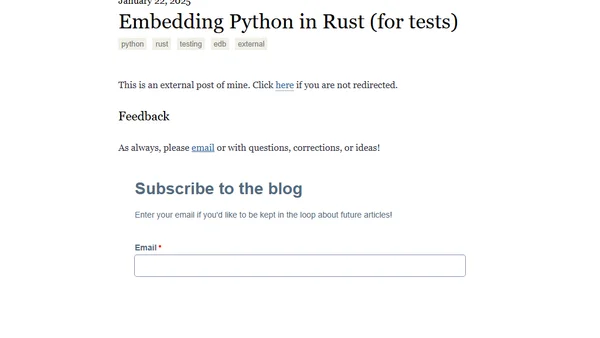 Embedding Python in Rust (for tests)