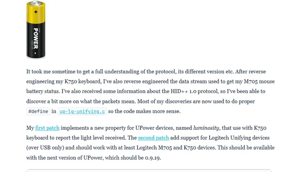 Logitech Unifying devices support in UPower