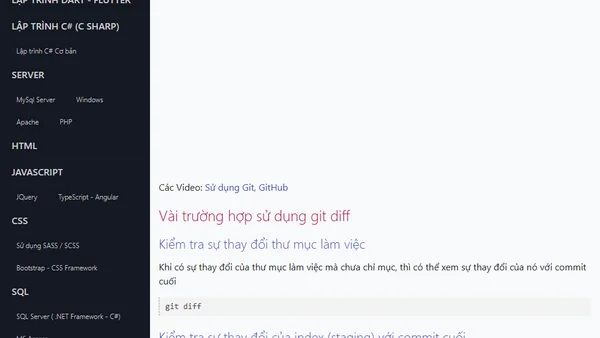 Lệnh git diff kiểm tra sự thay đổi trên Git