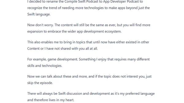 Compile Swift Podcast - New name, more content