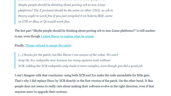 Porting D-Bus to XCB: story of a failure