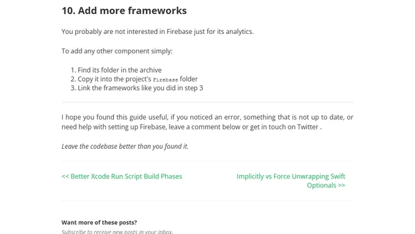 Setting Up Firebase Without Using CocoaPods