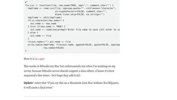 A quick function for editing CSV files in R