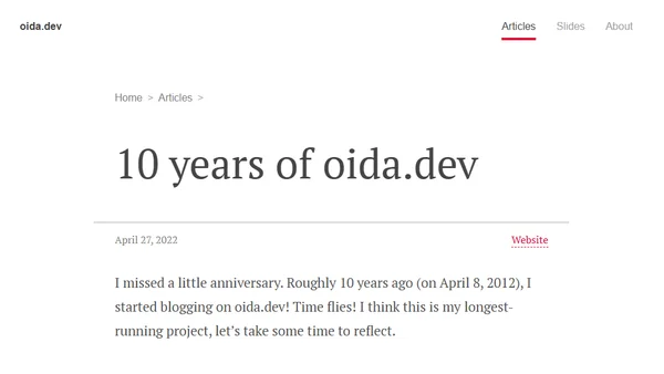 10 years of oida.dev