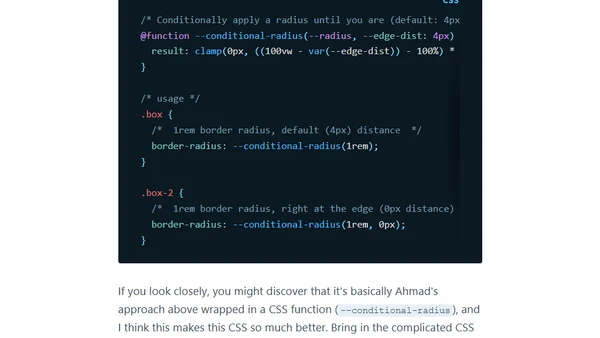 Three conditional border-radius CSS snippets (#snippet)