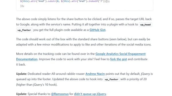 Google Analytics Tracking of Jetpack (Sharedaddy) Social Engagement