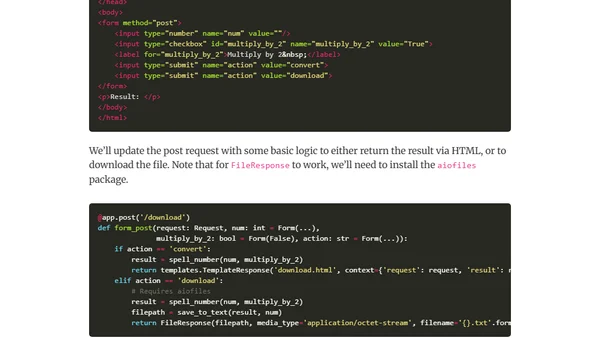 Adding a Checkbox & Download Button to a FastAPI-HTML app