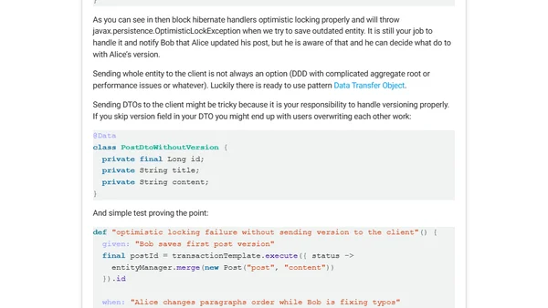 Optimistic locking pitfalls