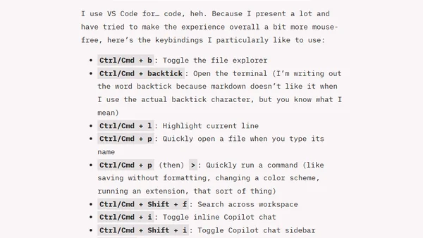 Keybindings I use in VS Code