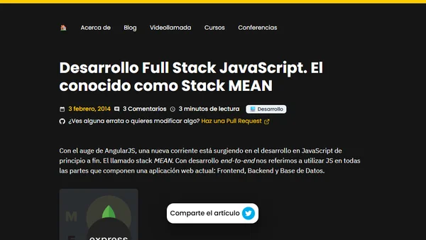 Desarrollo Full Stack JavaScript. El conocido como Stack MEAN