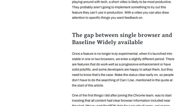 When is the right time to share our excitement about new web features?