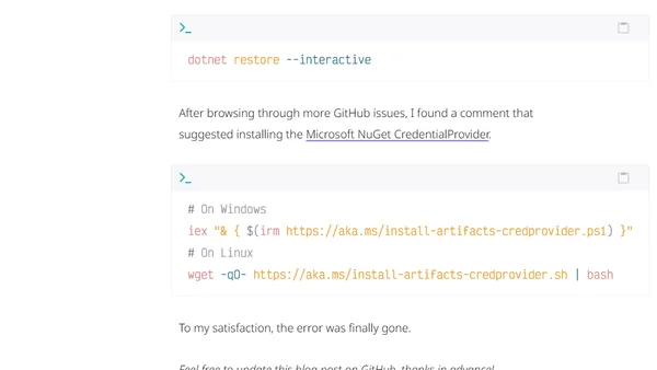 Using the .NET CLI to restore packages from a private NuGet feed