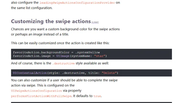 How to add swipe actions to Collection View