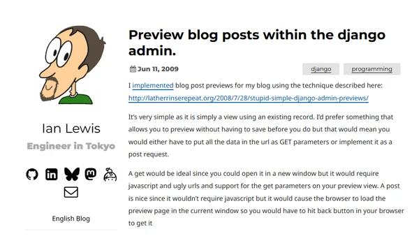 Preview blog posts within the django admin.