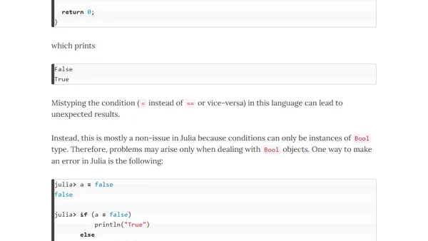 Returned value of assignment in Julia