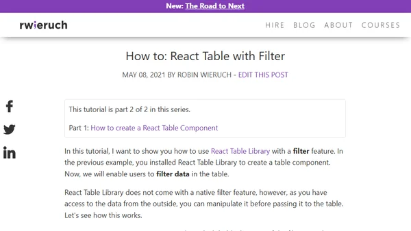 How to: React Table with Filter