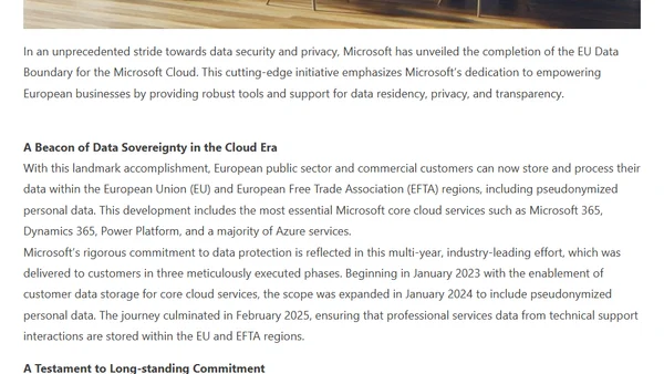 Microsoft Completes Landmark EU Data Boundary Initiative, Elevates Data Residency and Transparency